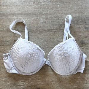 H&M White Light Push Up Lace Bra 34D